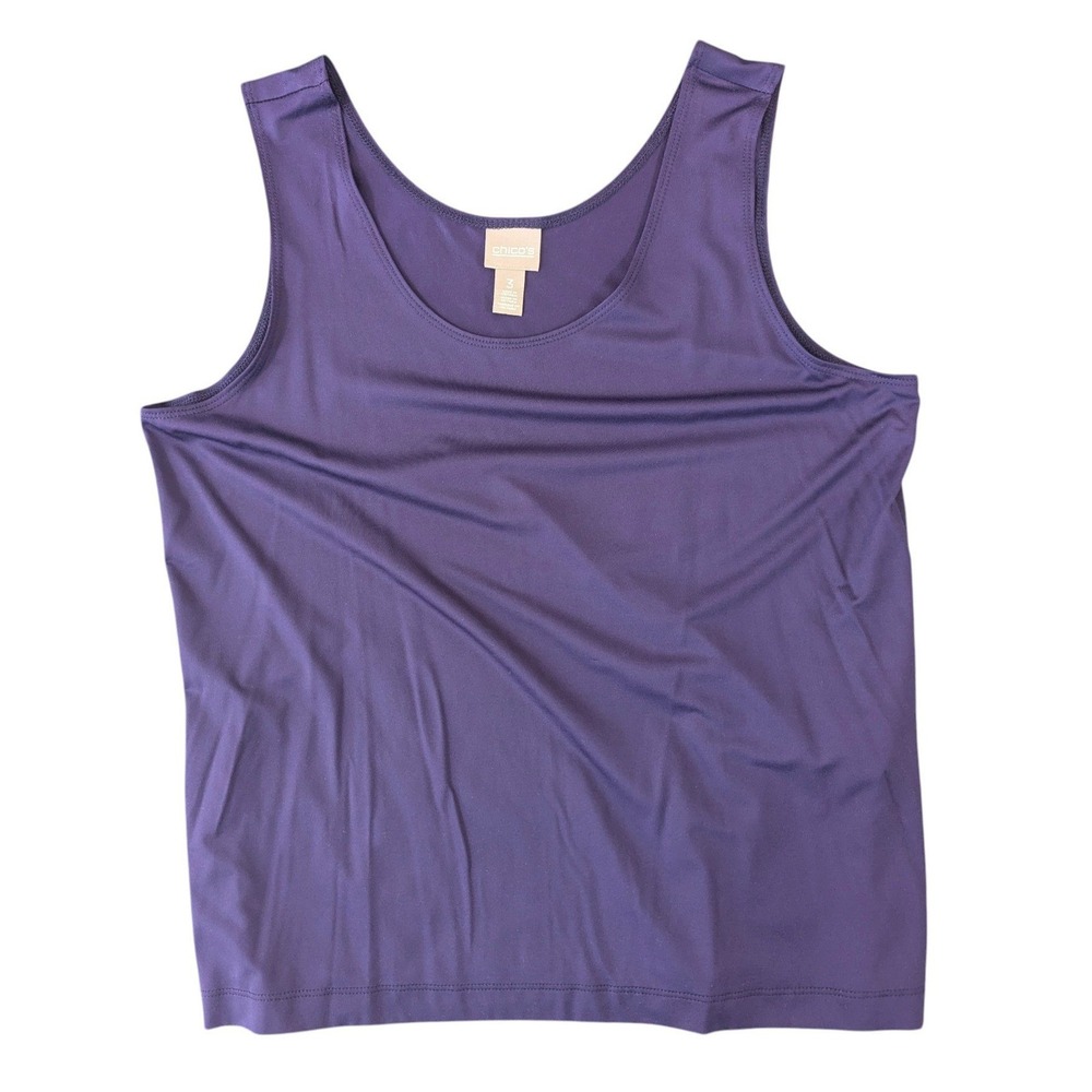 Chico's Purple Microfiber Scoop Neck Tank Top Size 3 / L XL Minimalist Shell